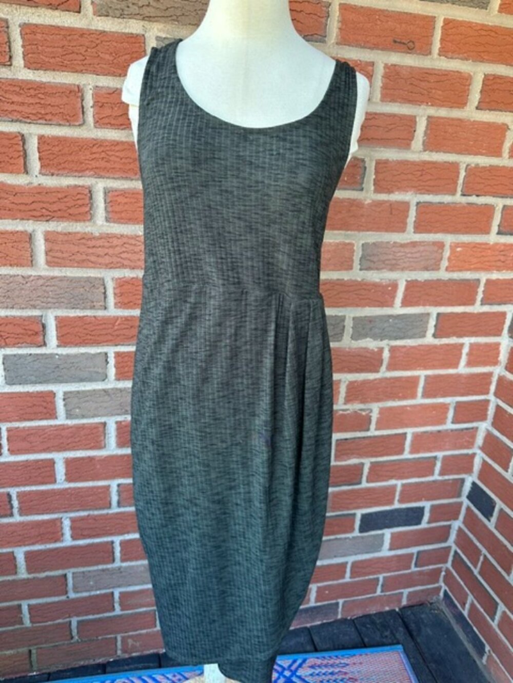 Torrid Scoop Neck Sleeveless Charcoal/Grey Rib Knit Asymmetric Dress w One SIde